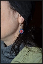 Marielle wearing Cubs earrings